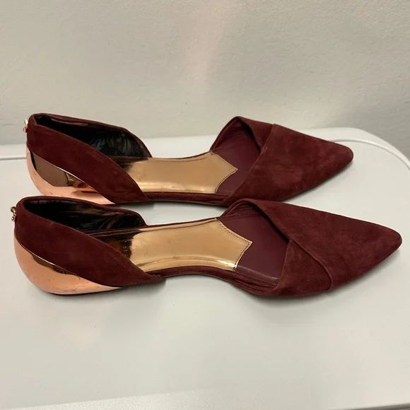 Ted Baker London Burgundy Flats, very comfortable flats. Pre-Owned, Size : 8 - Picture 8 of 10